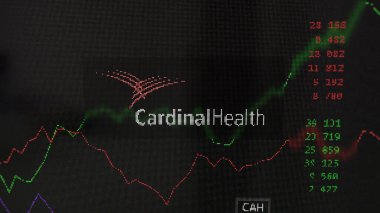 19 Mart 2024. Bir değiş tokuş ekranında Kardinal Sağlık logosu. Kardinal Sağlık Fiyat Hisseleri, bir cihaza CAH $.