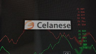 19 Mart 2024. Bir değiş tokuş ekranında Celsian logosu. Fiyat hisseleri, bir cihaza CE $.