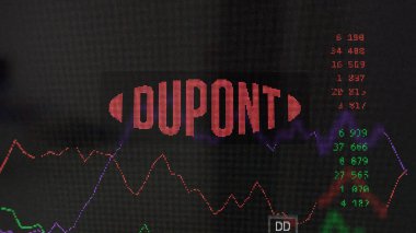 19 Mart 2024. Bir değiş tokuş ekranında DuPont 'un logosu. DuPont hisse senetleri, cihaza DD $..