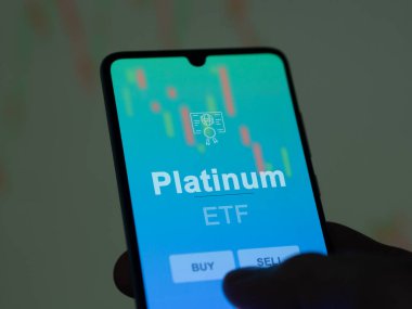 Bir yatırımcı ekranda platin etf fonunu analiz ediyor. Platinyum fiyatlarını gösteren bir telefon