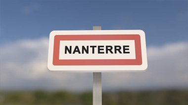 City sign of Nanterre. Entrance of the town of Nanterre in, Hauts-de-Seine, France clipart