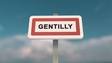Gentilly 'nin şehir işareti. Gentilly 'nin girişi, Val-de-Marne, Fransa