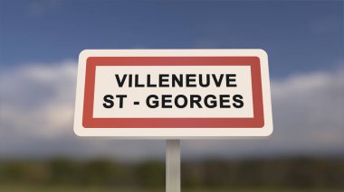 Villeneuve-Saint-Georges şehir işareti. Villeneuve Saint Georges 'un girişi, Val-de-Marne, Fransa