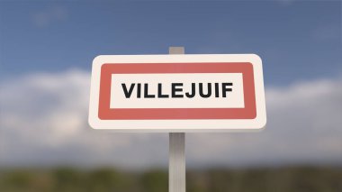 Villejuif 'in şehir işareti. Villejuif 'in girişi, Val-de-Marne, Fransa
