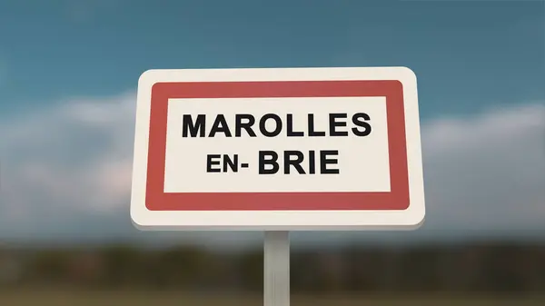 City sign of Marolles-en-Brie. Entrance of the town of Marolles en Brie in, Val-de-Marne, France