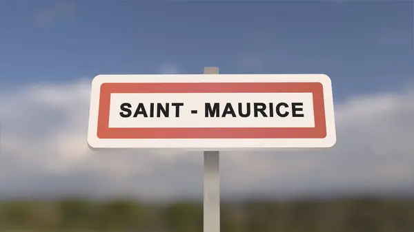 City sign of Saint-Maurice. Entrance of the town of Saint Maurice in, Val-de-Marne, France
