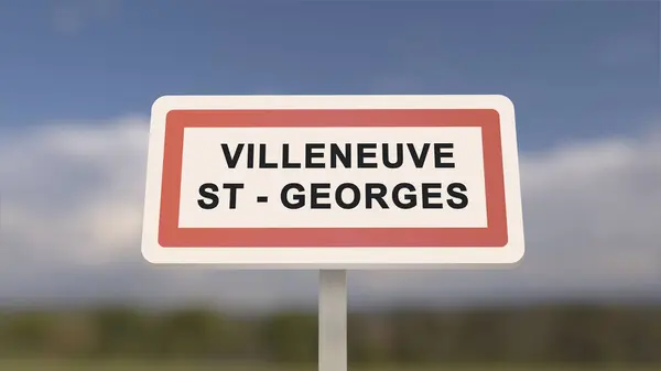 City sign of Villeneuve-Saint-Georges. Entrance of the town of Villeneuve Saint Georges in, Val-de-Marne, France