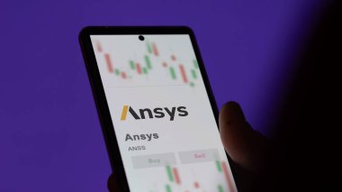 24 Nisan 2024. Değiş tokuş ekranında Ansys 'in logosu. Ansys hisse senetleri, bir cihaza ANSS $.