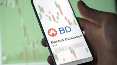 24 Nisan 2024. Değiş tokuş ekranında Becton Dickinson 'ın logosu. Becton Dickinson hisse senetleri, cihaza BDX $.