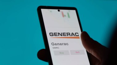 April 04th 2024. The logo of Generac on the screen of an exchange. Generac price stocks, $GNRC on a device. clipart