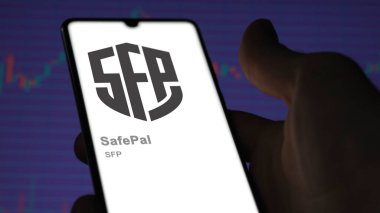 April 17th 2024 , Shanghai, China. Close up on logo of (SFP) SafePal on the screen of an exchange. (SFP) SafePal price stocks, $SFP on a device. clipart