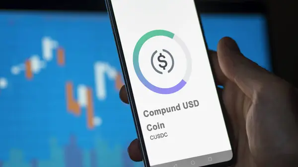 stock image April 17th 2024 , Shanghai, China. Close up on logo of (CUSDC) Compund USD Coin on the screen of an exchange. (CUSDC) Compund USD Coin price stocks, $CUSDC on a device.