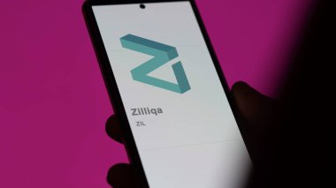 April 20th 2024 , Shanghai, China. Close up on logo of (ZIL) Zilliqa on the screen of an exchange. ZIL Zilliqa price stocks, $ZIL on a device.