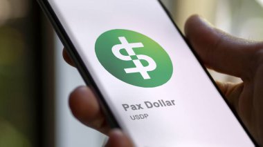 April 20th 2024 , Shanghai, China. Close up on logo of (USDP) Pax Dollar on the screen of an exchange. (USDP) Pax Dollar price stocks, $USDP on a device. clipart