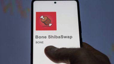 Değiş tokuş ekranındaki (Bone) ShibaSwap logosuna yaklaş. (Kemik Kemiği) ShibaSwap hisse senetleri, bir cihaza $Bone.