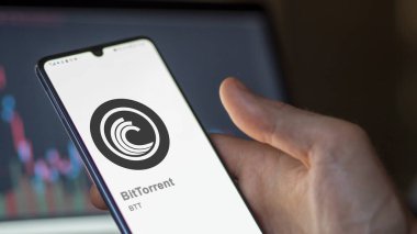 Değiş tokuş ekranında BitTorrent 'in logosunu kapat. BitTorrent hisse senetleri, cihaza BTT $.