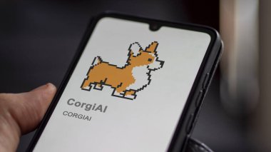 CorgiAI 'nin logosunu kapatın (CORGIAI) bir takas ekranında. (CORGIAI) CorgiAI hisse senetleri, bir cihazda $CORGIAI.