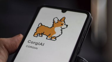 CorgiAI 'nin logosunu kapatın (CORGIAI) bir takas ekranında. (CORGIAI) CorgiAI hisse senetleri, bir cihazda $CORGIAI.