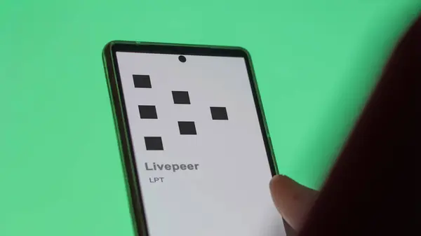 Bir Değiş Tokuş Ekranındaki Livepeer Logosuna Yaklaş Livepeer Hisse Senetleri — Stok fotoğraf