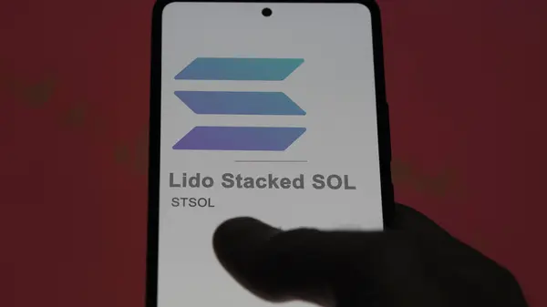 Close Logo Stsol Lido Stacked Sol Screen Exchange Stsol Lido — Stock Photo, Image