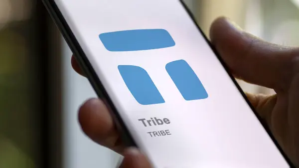 Aproape Logo Tribe Trib Ecranul Unui Schimb Tribe Acțiuni Preț — Fotografie, imagine de stoc