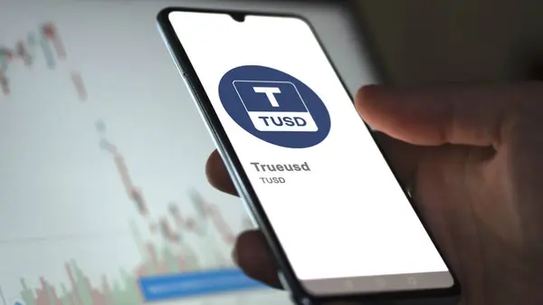 Close Logo Tusd Trueusd Screen Exchange Tusd Trueusd Price Stocks — Stock Photo, Image