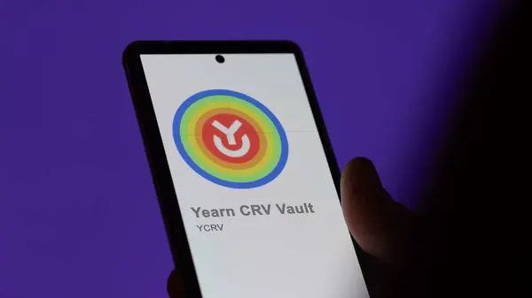 Close Logo Ycrv Yearn Crv Vault Screen Exchange Ycrv Yearn — Stock Photo, Image