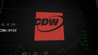 29 Nisan 2024, Lincoln, Illinois. Bir değiş tokuş ekranındaki CDW logosunu kapat. CDW hisse senetleri, bir aygıtta CDW $.