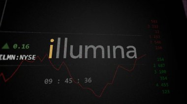 09 Nisan 2024, San Diego, Kaliforniya. Bir değiş tokuş ekranındaki Illumina logosuna yaklaş. Illumina hisse senetleri, bir aygıt için ILMN $.