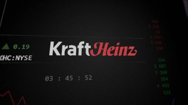 29 Nisan 2024, Chicago, Illinois, Pittsburgh, Pennsylvania. Değiş tokuş ekranında Kraft Heinz 'ın logosuna yaklaş. Kraft Heinz hisse senetleri, KHC $bir aygıt üzerinde.