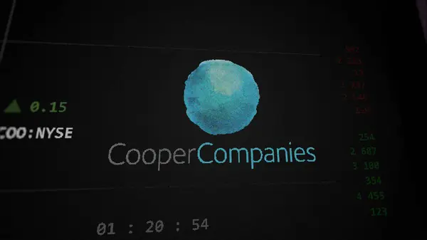 stock image April 09th 2024 , San Ramon, California. Close up on logo of CooperCompanies on the screen of an exchange. CooperCompanies price stocks, $COO on a device.