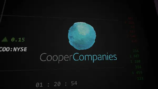 Stock image April 09th 2024 , San Ramon, California. Close up on logo of CooperCompanies on the screen of an exchange. CooperCompanies price stocks, $COO on a device.