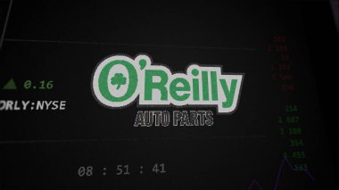 09 Nisan 2024, Springfield, Missouri. Değiş tokuş ekranındaki O 'Reilly Oto Parça' nın logosunu kapat. O 'Reilly Oto Parça fiyatları hisse senetleri, bir aygıt üzerinde ORLY $.