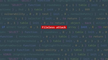 Vue 'nun kod düzenleyicisi stüdyo noktasında dosyasız sanal saldırı metni. İncinebilirlik metni ikili sistem ascii içinde. İngilizce metin, İngilizce metin