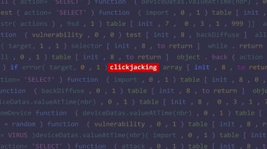 Vue 'nun kod düzenleyicisi stüdyo noktasında siber saldırı klik açma metni. İncinebilirlik metni ikili sistem ascii içinde. İngilizce metin, İngilizce metin