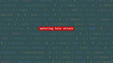Vue 'nun kod editörü stüdyo noktasında siber saldırı bariyeri saldırısı metni. İncinebilirlik metni ikili sistem ascii içinde. İngilizce metin, İngilizce metin