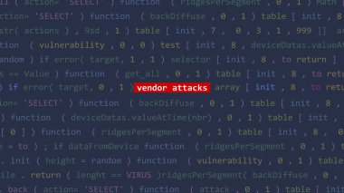 Siber saldırı tedarikçisi Vue 'nun kod editörü stüdyo noktasının ön planında metne saldırdı. İncinebilirlik metni ikili sistem ascii içinde. İngilizce metin, İngilizce metin