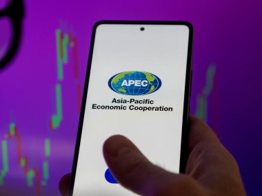 27 Haziran 2024, birisi telefonundaki CEDEAO ECOwas belgelerine bakıyor. Batı Afrika Ülkeleri Ekonomik Topluluğu logosu.