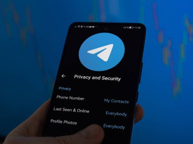 24 Eylül 2024, kullanıcı telgraf uygulamasının gizlilik ve güvenlik özelliklerine bakıyor.