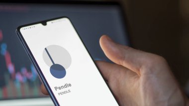 17 Nisan 2024, Şangay, Çin. Bir takas ekranındaki Pendle (PENDLE) logosuna yaklaş. (PENDLE) Fiyat hisseleri, bir aygıt üzerinde $PENDLE.
