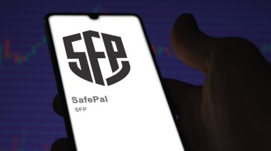 April 17th 2024 , Shanghai, China. Close up on logo of (SFP) SafePal on the screen of an exchange. (SFP) SafePal price stocks, $SFP on a device. clipart