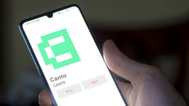 Değiş tokuş ekranındaki CANTO kantosunun logosuna yaklaş. CANTO hisse senedi fiyatları, CANTO $on a device.