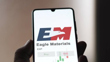 March 26th 2024, logo of Eagle Materials on a white wall in a hall building, the $EXP brand indoor. clipart