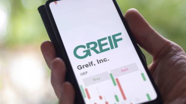 March 26th 2024, logo of Greif, Inc. on a white wall in a hall building, the $GEF brand indoor. clipart