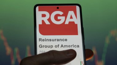 March 26th 2024, logo of Reinsurance Group of America on a white wall in a hall building, the $RGA brand indoor. clipart