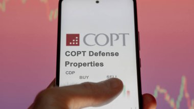 March 26th 2024, logo of COPT Defense Properties on a white wall in a hall building, the $CDP brand indoor. clipart