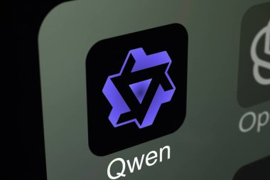 Close up on Qwen application model LLMs chat AI. clipart