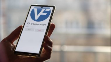 Denver, Colorado. VF Şirketi 'nin logosuna bir değiş tokuş ekranında yaklaş. VF Şirketi hisse senetleri, VFC $'lık cihaz..