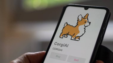 Değiş tokuş ekranındaki CORGIAI CorgiAI şifreleme varlığının logosunu kapat. CORGIAI CorgiAI hisse senetleri, CORGIAI $on a device.