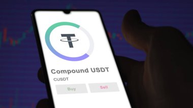 Takas ekranındaki CUSDT Bileşik USDT şifreleme varlığının logosunu kapat. CUSDT Bileşik USDT hisse senetleri, bir aygıt üzerinde $CUSDT.